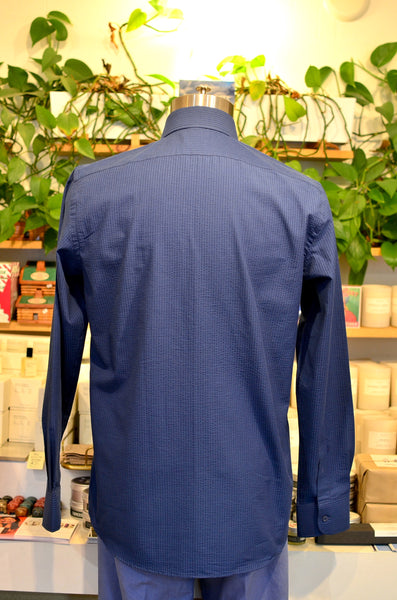 THE PTC DIMITRI SHIRT (SEERSUCKER - NAVY STRIPES)