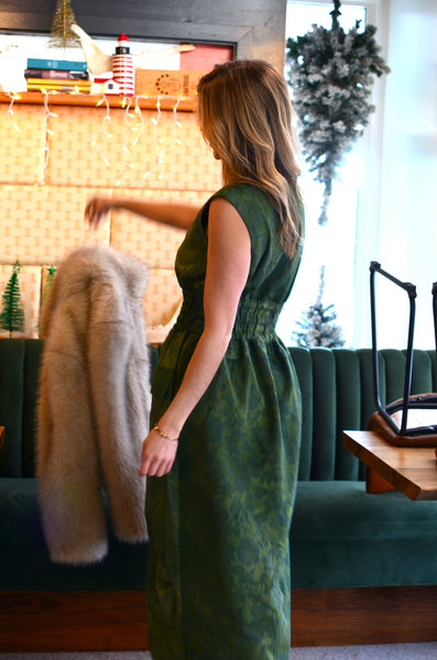 THE PTC COLETTE DRESS (GREEN JACQUARD)