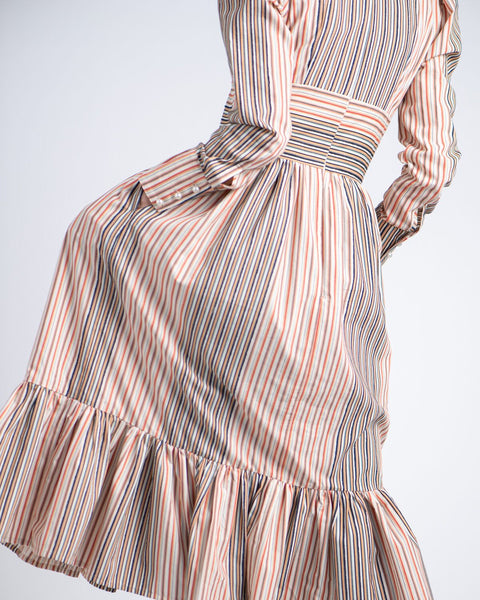 AUNT RUTH'S SATURDAY DRESS - DUBBY MULTI-STRIPE CREAM