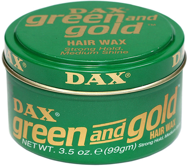 DAX HAIR WAX - GREEN & GOLD (STRONG HOLD MEDIUM SHINE)