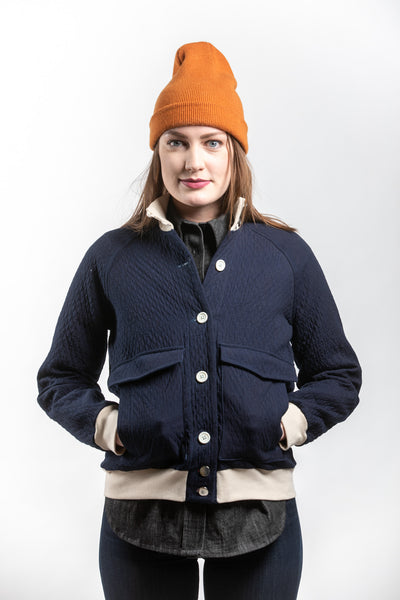 OLIVIA BOMBER JACKET - QUILTED INDIGO DYE