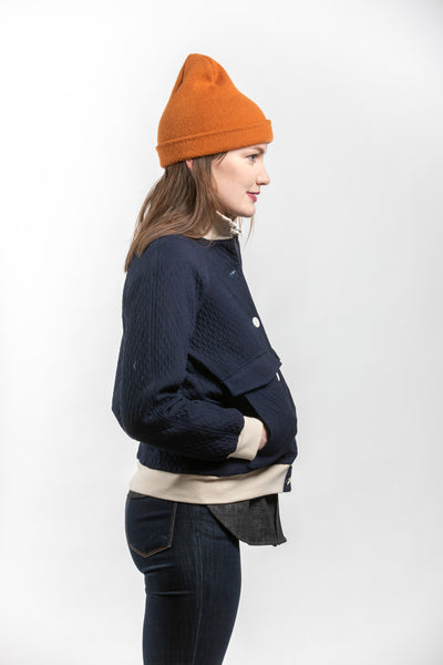 OLIVIA BOMBER JACKET - QUILTED INDIGO DYE