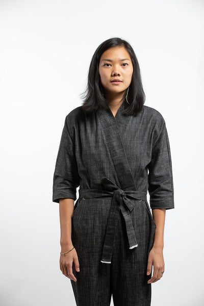 PTC KIMONO JUMPSUIT - BLACK DENIM