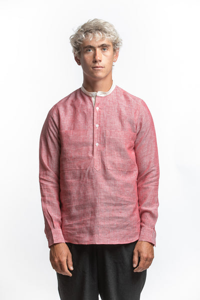 PTC - MANDRINE POP-OVER LS LINEN SHIRT - NANTUCKET RED