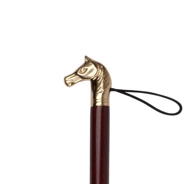 SAPHIR - IMPERIAL WOOD & BRASS LONG-HANDLED SHOE HORN (HORSE)