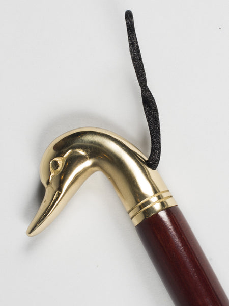 SAPHIR - IMPERIAL WOOD & BRASS LONG-HANDLED SHOE HORN (DUCK HEAD)