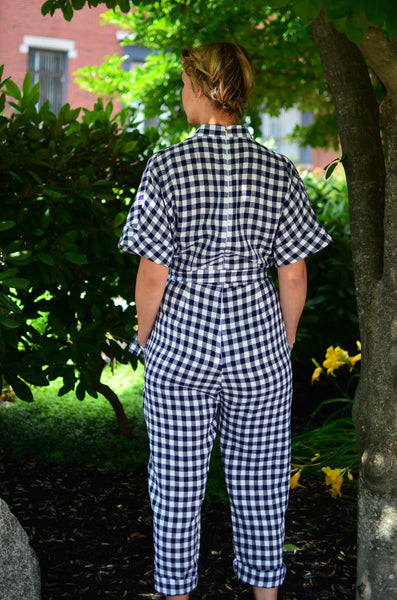THE PTC TOKYO JUMPSUIT SS21 - GINGHAM NAVY