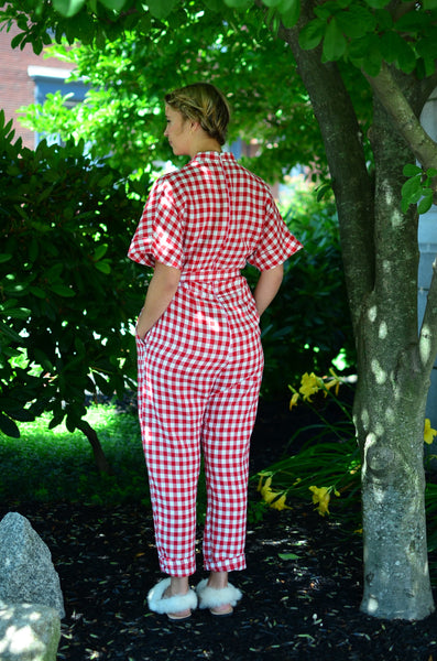 THE PTC TOKYO JUMPSUIT SS21 - GINGHAM RED
