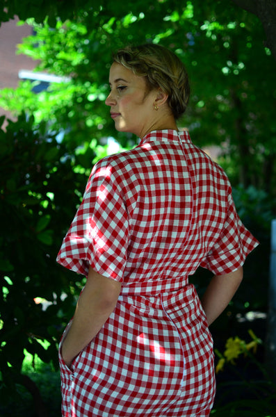 THE PTC TOKYO JUMPSUIT SS21 - GINGHAM RED