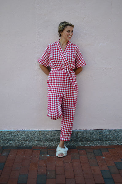 THE PTC TOKYO JUMPSUIT SS21 - GINGHAM RED