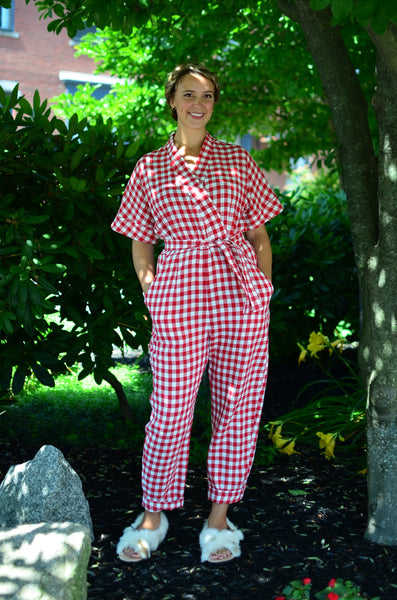 THE PTC TOKYO JUMPSUIT SS21 - GINGHAM RED