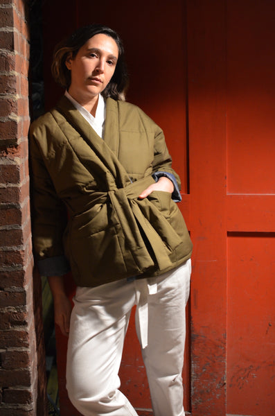 TOKYO QUILTED JACKET - OLIVE (CHAMBRAY)