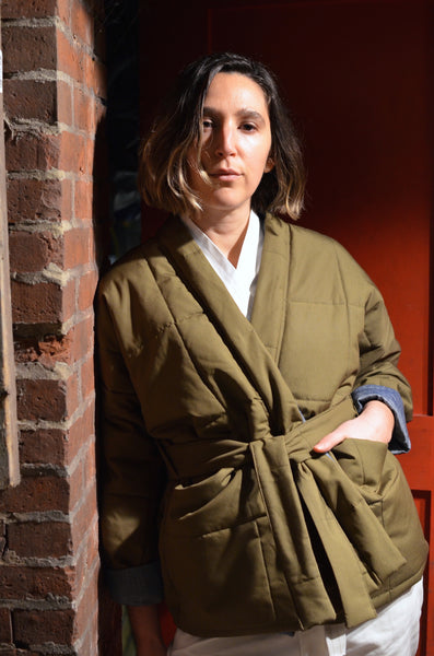 TOKYO QUILTED JACKET - OLIVE (CHAMBRAY)