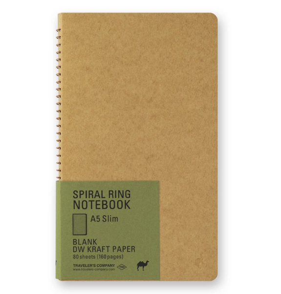 TRAVELER'S COMPANY - SPIRAL RING NOTEBOOK (A5 SLIM) BLANK DW KRAFT PAPER